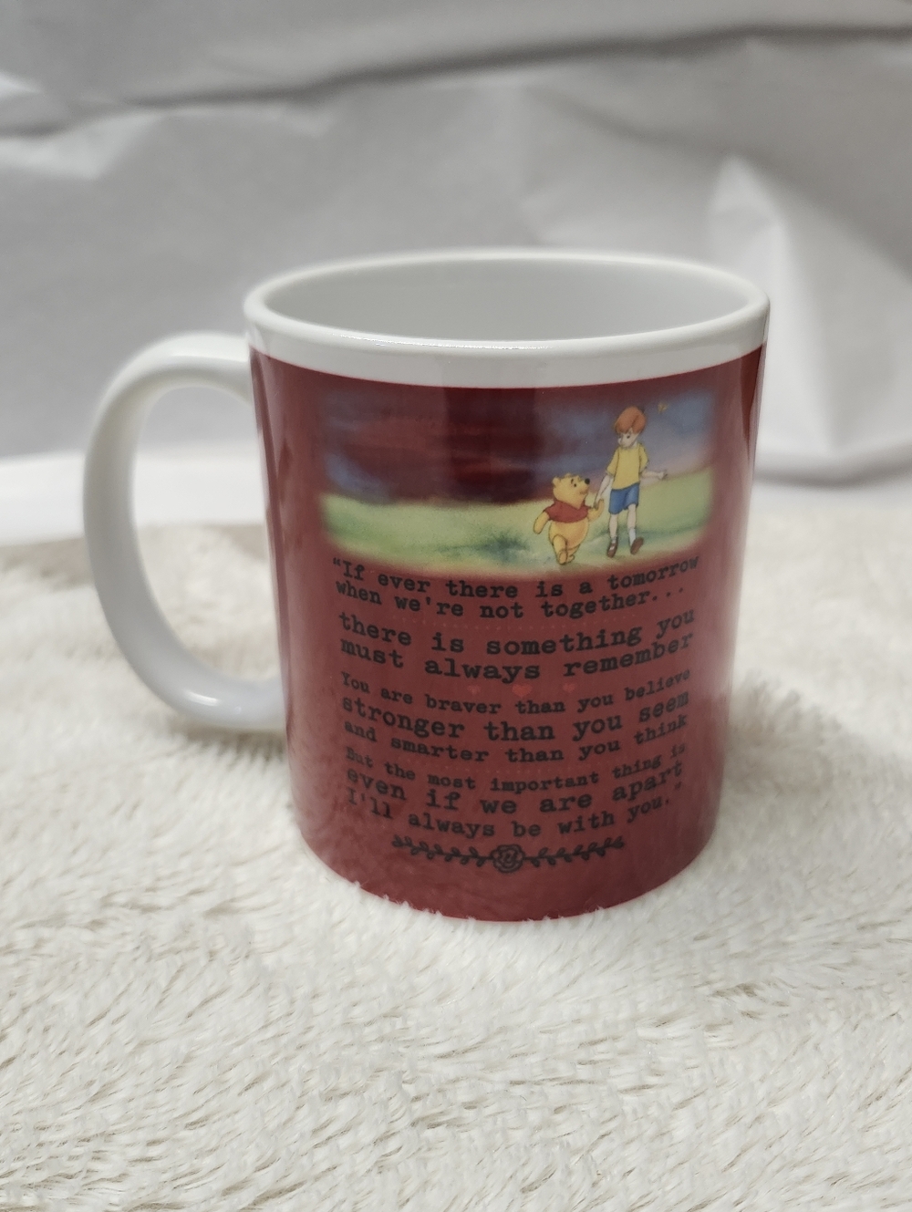 Winnie the Pooh Red Quote Ceramic Coffee Mug With Poem On It